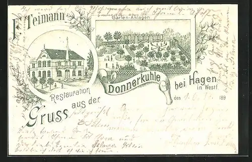 Lithographie Hagen /Westf., Restaurant Donnerkuhle