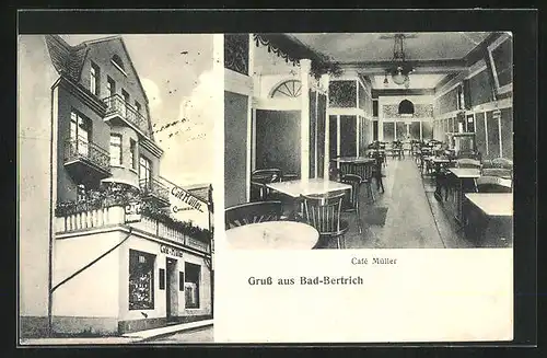 AK Bad Bertrich, Cafe Müller, Innenansicht