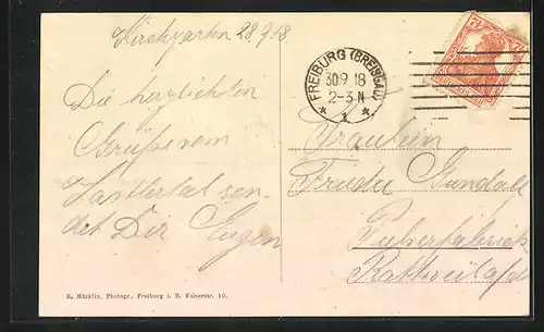 AK Kirchzarten, Gasthaus zum Hirschen, Handlung v. Geschwister Zimmermann, Totalansicht