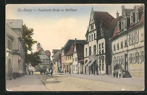 AK Gr.-Gerau, Frankfurter Strasse mit Geschäft & Stadthaus