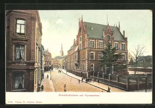 AK Düren, Zehnthofstrasse mit Gymnasium