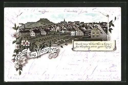 Lithographie Weinsberg, Panorama mit Weibertreue