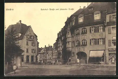 AK Weiden, Bahnhof-Strasse und Johannis-Strasse