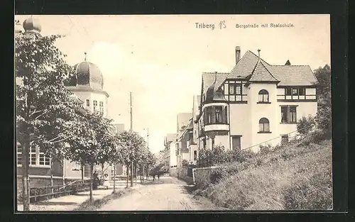 AK Triberg, Bergstrasse mit Realschule