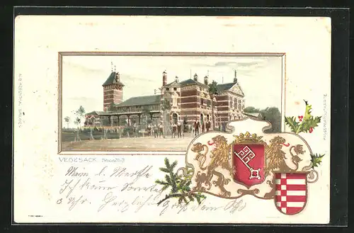 Passepartout-Lithographie Vegesack, Gasthaus Strandlust, Wappen