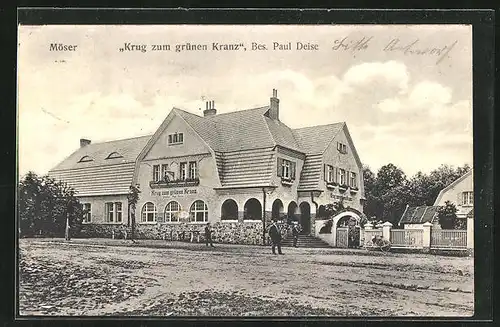 AK Möser, Gasthaus Krug zum grünen Kranz