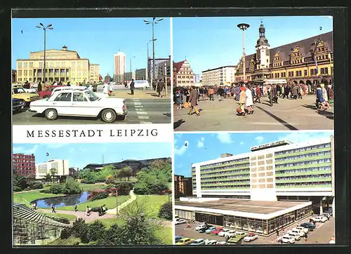 AK Leipzig, Opernhaus, Altes Rathaus und Alte Waage am Markt, Interhotel Stadt Leipzig