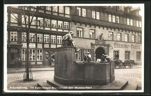 AK Braunschweig, Till Eulenspiegel-Brunnen mit dem Mumme-Haus