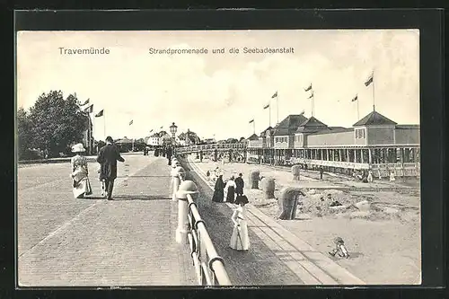 AK Travemünde, Strandpromenade und die Seebadeanstalt