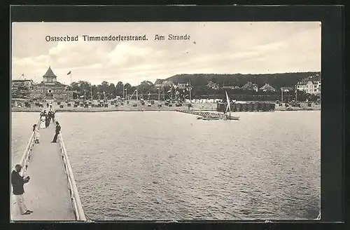 AK Ostseebad Timmendorferstrand, Seesteg mit Blick zum Strand