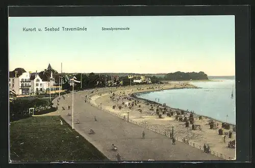 AK Ostseebad Travemünde, Strandpromenade aus der Vogelschau