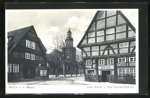 AK Rinteln a.d. Weser, Luth. Kirche und alte Fachwerkhäuser