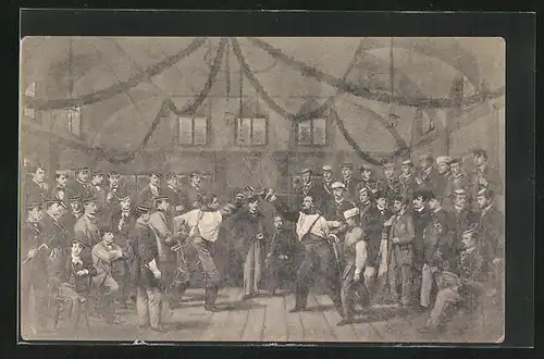 Künstler-AK Heidelberg, Mensur auf der Hirschgasse