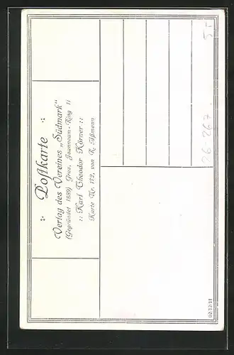 Künstler-AK Richard Assmann: Porträt Karl Theodor Körner in Uniform