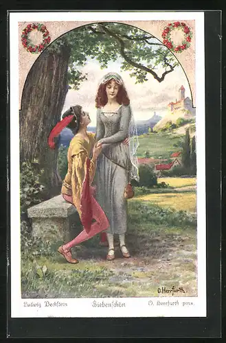 Künstler-AK Oskar Herrfurth: Ludwig Bechstein - Märchen Siebenschön