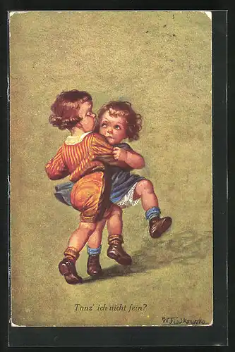 Künstler-AK Wally Fialkowska: Kleinkinder beim Tanz