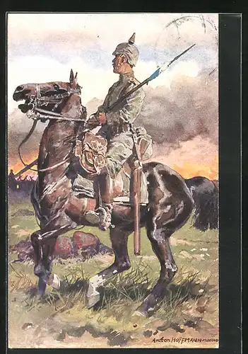 Künstler-AK Anton Hoffmann - München: Soldat in Uniform auf Pferd