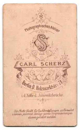 Fotografie Carl Scherz, Berlin, Holzmarktstr. 71, Portrait ernste junge Dame mit Haardutt und Brosche