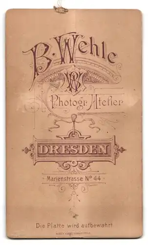 Fotografie B. Wehle, Dresden, Marienstr. 44, Portrait junges Liebespaar, Dame mit Hochsteckfrisur