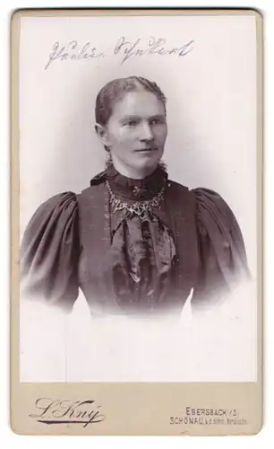 Fotografie L. Kny, Ebersbach i. S., Portrait Dame mittleren Alters in edler Bluse