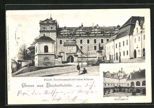 AK Bischofteinitz, Fürstl. Trauttmannsdorff'sches Schloss, Schlosshof