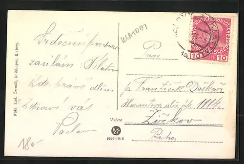 AK Klatovy, Mestské sady, Prazská ulice, Jesuitský kostel