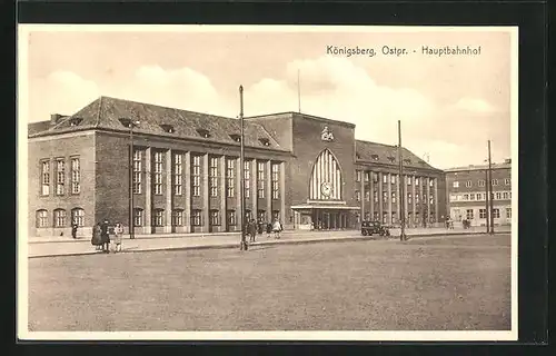 AK Königsberg, Hauptbahnhof, Vorderansicht