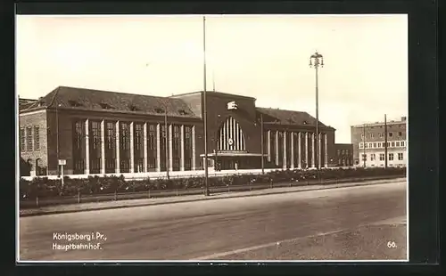 AK Königsberg, Hauptbahnhof, Vorderansicht