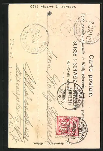 Passepartout-Lithographie Winterthur, Stadthaus, Stadtwappen