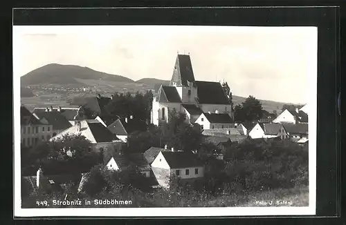 AK Strobnitz in Südböhmen, Ortsansicht aus der Vogelschau