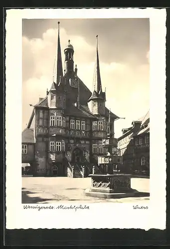 AK Wernigerode, Marktplatz mit Rathaus