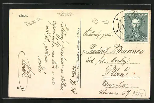 AK Tabor, Ortsansicht mit Kirche