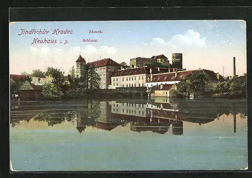 AK Neuhaus / Jindrichuv Hradec, Blick zum Schloss