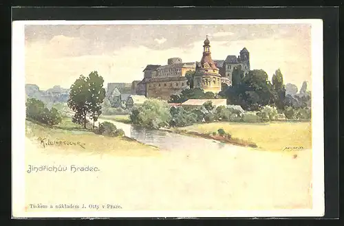 Künstler-AK Neuhaus / Jindrichuv Hradec, Schlossansicht