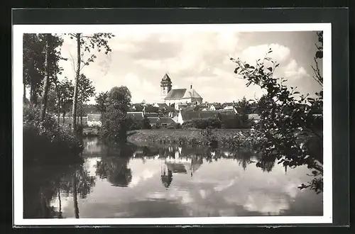 AK Datschitz, Thaya-Partie mit Blick zum Ort