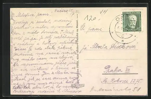 AK Dacice, Totalansicht aus der Vogelschau