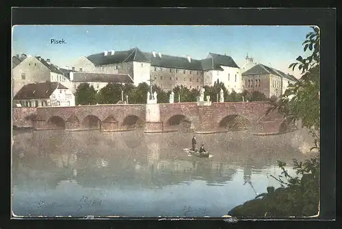AK Pisek, Teilansicht mit Brücke