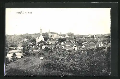 AK Stráz nad Nezárkou, Gesamtansicht aus der Vogelschau