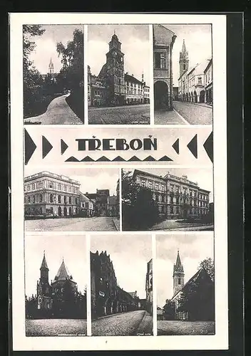 AK Trebon, Acht Ansichten aus dem Ort