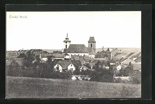 AK Ceský Brod / Böhmisch Brod, Ortsansicht mit Kirche