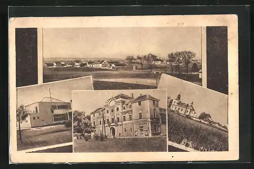 AK Lustenice, Ortsansicht und drei Ansichten aus dem Ort