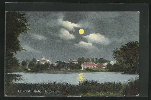 AK Reinfeld i. Holst., Panorama bei Mondschein
