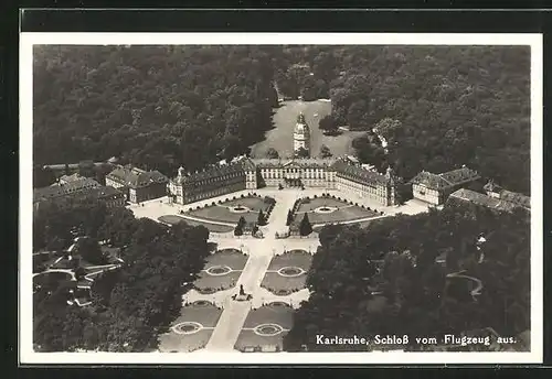 AK Karlsruhe, Schloss mit Parkanlagen, Fliegeraufnahme