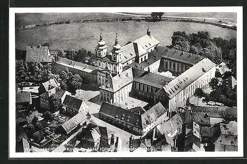 AK Waldsassen Opf., Fliegeraufnahme der Kirche und der Abtei