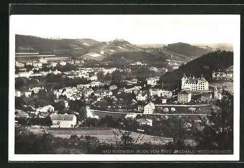 AK Bad Kissingen, Blick vom Cafe Jagdhaus Messerschmitt, Fliegeraufnahme der Stadt