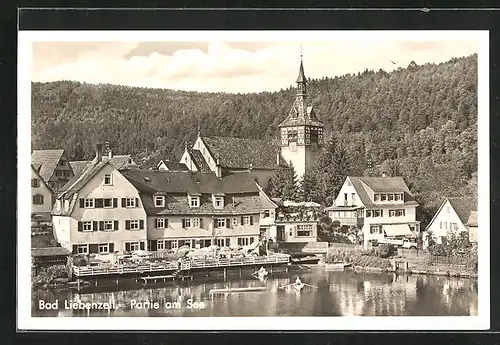 AK Bad Liebenzell, Partie am See, Terrasse des Gasthaus Löwen am See