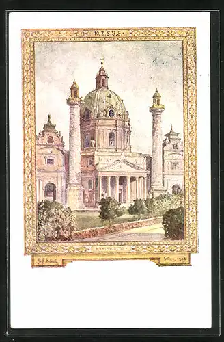 Künstler-AK Sängerfest, Wien, die Karlskirche, 10. Deutsches Sängerbundesfest 1928
