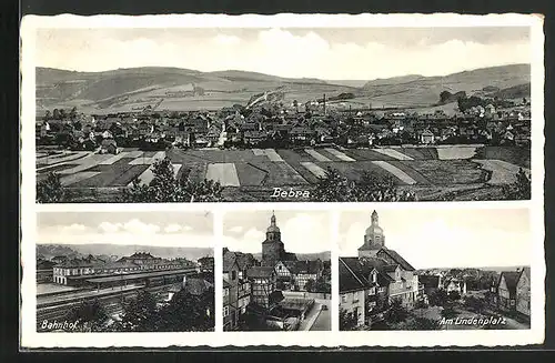 AK Bebra, Gesamtansicht, am Bahnhof, Lindenplatz und Rathaus