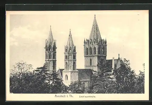 AK Arnstadt i. Th., Blick auf die Türme der Liebfrauenkirche