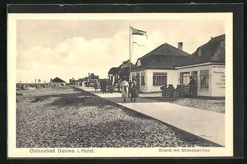 AK Dahme in Holstein, Strand mit Strandpavillon